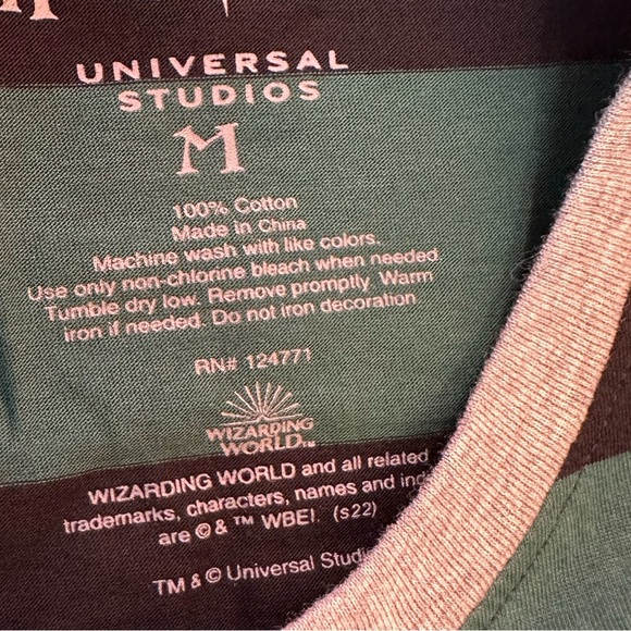 Harry Potter Slytherin Striped Ringer Tee with Crest Medium NWT - Picture 10 of 16